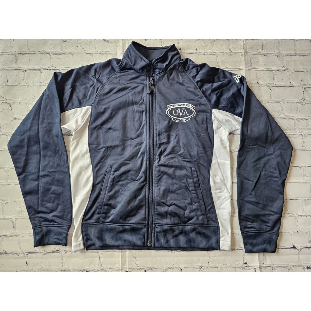 ASICS OVA Orlando Volleyball Academy Full Zip Jacket Navy White Medium Semi-Fitt